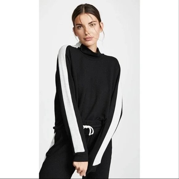 MONROW Black with Gray Stripe Sweat Set - Mockneck & Joggers - Picture 4 of 14